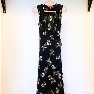 Long floral wrap dress